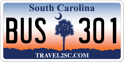 SC license plate BUS301