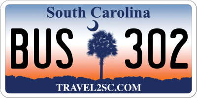 SC license plate BUS302