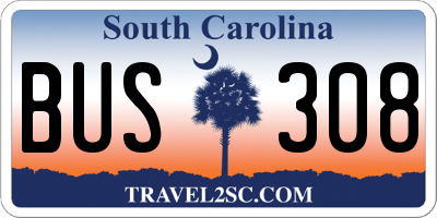 SC license plate BUS308