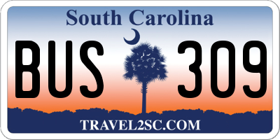 SC license plate BUS309