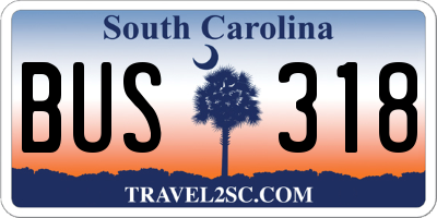 SC license plate BUS318