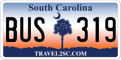 SC license plate BUS319