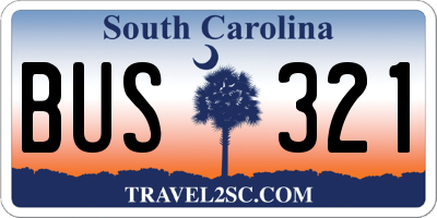 SC license plate BUS321