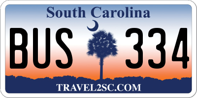 SC license plate BUS334