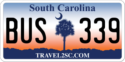 SC license plate BUS339