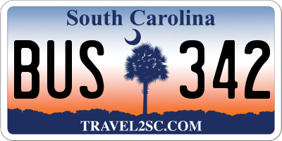 SC license plate BUS342