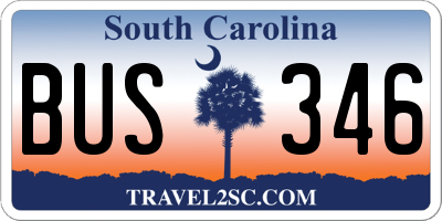 SC license plate BUS346