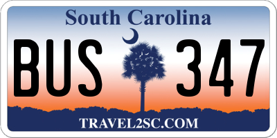 SC license plate BUS347