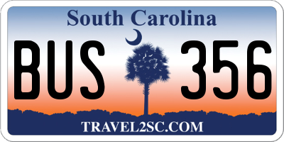 SC license plate BUS356