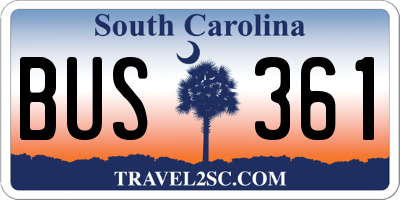 SC license plate BUS361