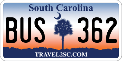 SC license plate BUS362