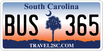 SC license plate BUS365
