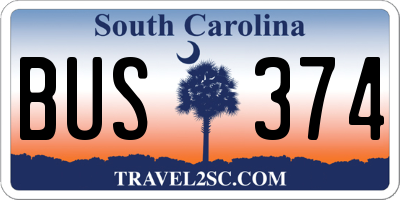 SC license plate BUS374
