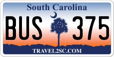 SC license plate BUS375