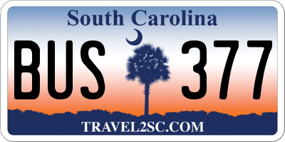 SC license plate BUS377
