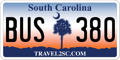 SC license plate BUS380