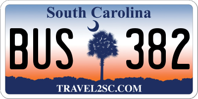 SC license plate BUS382