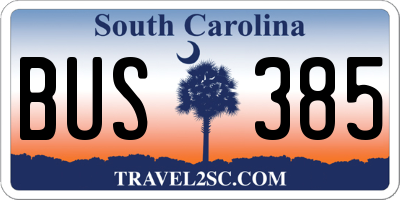 SC license plate BUS385