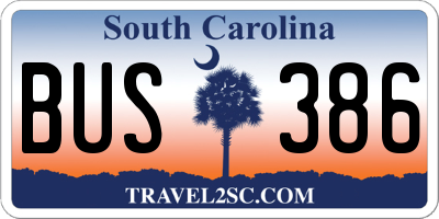 SC license plate BUS386