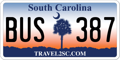 SC license plate BUS387