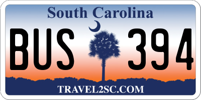 SC license plate BUS394