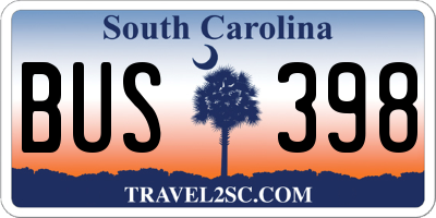 SC license plate BUS398