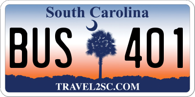 SC license plate BUS401