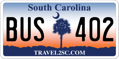 SC license plate BUS402