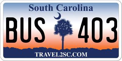 SC license plate BUS403