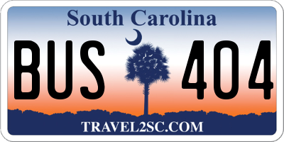 SC license plate BUS404