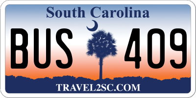 SC license plate BUS409