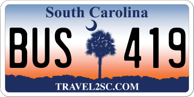 SC license plate BUS419