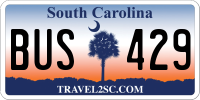 SC license plate BUS429