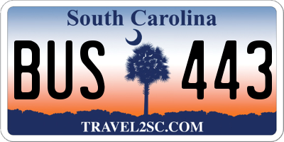SC license plate BUS443
