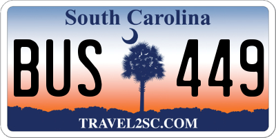SC license plate BUS449