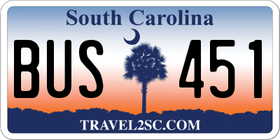 SC license plate BUS451