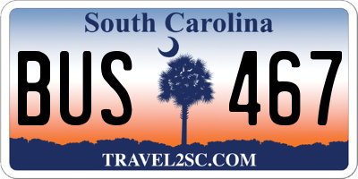SC license plate BUS467