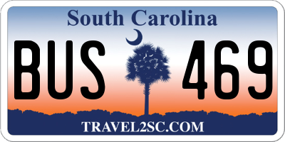 SC license plate BUS469