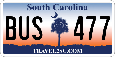 SC license plate BUS477