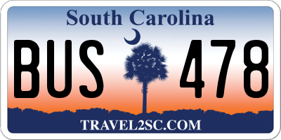 SC license plate BUS478