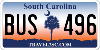 SC license plate BUS496