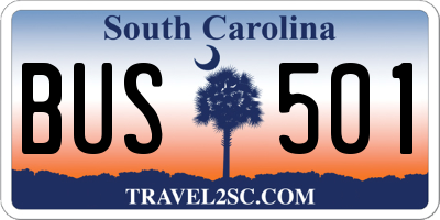 SC license plate BUS501