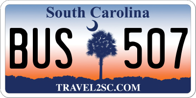 SC license plate BUS507