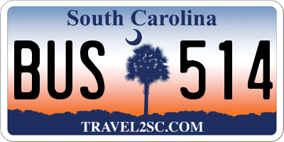 SC license plate BUS514