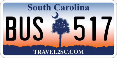SC license plate BUS517