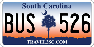 SC license plate BUS526