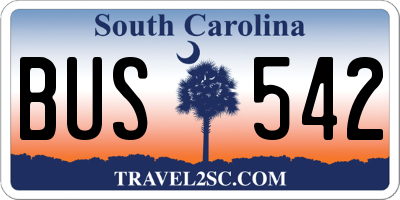 SC license plate BUS542