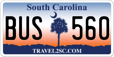 SC license plate BUS560