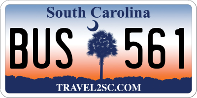 SC license plate BUS561