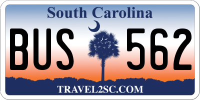 SC license plate BUS562